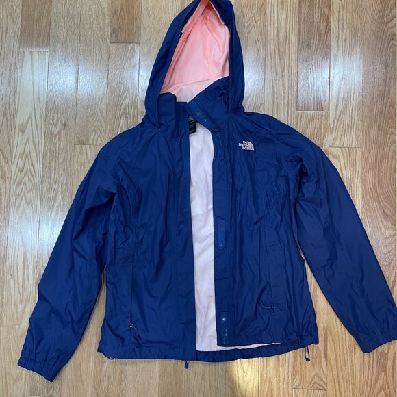 The North Face Resolve 2 Parka Size M Womens Blue Pink Hooded Jacket - Picture 1 of 4